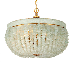 Подвесной светильник с каскадом из стеклянных декоративных элементов на золотом каркасе Shining Sea Glass варинант исполнения - 3 | Loft Concept в Барнауле