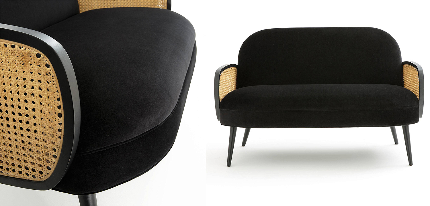 Диван Morten Wicker Black Sofa Черный Диван Morten Wicker Black Sofa Черный - Loft-Concept в Барнауле