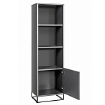 Стеллаж книжный цвета графит с 3-мя открытыми полками и дверкой Strict Lines варинант исполнения - 2 | Loft Concept в Барнауле