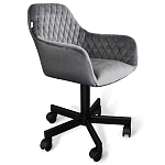 Стул с мягкой серой обивкой из велюра и подъемно-поворотным механизмом на черных колесиках Harper Gray варинант исполнения - 1 | Loft Concept в Барнауле