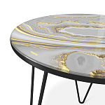 Стол журнальный c круглой столешницей из стекла серого цвета Gray and Gold Marble варинант исполнения - 3 | Loft Concept в Барнауле