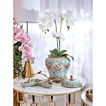 Блюдо из голубого фарфора с бронзовой ручкой в виде ветки Blue Garden варинант исполнения - 4 | Loft Concept в Барнауле