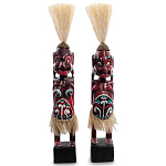 Комплект из 2-х деревянных статуэток Asmat Straw Headdress Statuettes Red Turquoise варинант исполнения - 4 | Loft Concept в Барнауле