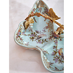 Блюдо из голубого фарфора с бронзовой ручкой в виде ветки Blue Garden варинант исполнения - 6 | Loft Concept в Барнауле