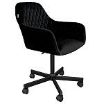 Стул с мягкой черной обивкой из велюра и подъемно-поворотным механизмом на колесиках Harper Black варинант исполнения - 1 | Loft Concept в Барнауле