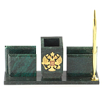 Настольный письменный набор из змеевика с визитницами и ручкой Successful Leader варинант исполнения - 1 | Loft Concept в Барнауле