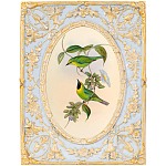 Декоративный постер с изображением птиц в раме с рельефным растительным узором Blooming Birds Poster варинант исполнения - 8 | Loft Concept в Барнауле