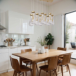 Люстра с 9-ю прозрачными стеклянными плафонами в форме капли Lucid Rain  варинант исполнения - 11 | Loft Concept в Барнауле