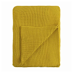 Плед из хлопка жемчужной вязки горчичного цвета Waffle Comfort варинант исполнения - 1 | Loft Concept в Барнауле