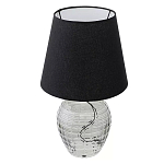Настольная лампа с черным тканевым абажуром и фактурным прозрачным основанием Black Cone варинант исполнения - 1 | Loft Concept в Барнауле