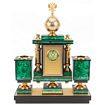 Настольный письменный набор из малахита и долерита с декором в виде герба России Leader Organizer варинант исполнения - 3 | Loft Concept в Барнауле