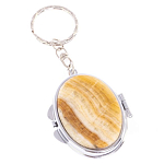 Зеркало брелок карманное двухстороннее из натурального камня Оникс Silver Stone Mirrors варинант исполнения - 1 | Loft Concept в Барнауле