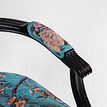 Полукресло из массива бука бирюзовое с изображением птиц и цветов Turquoise Chinoiserie Garden Chair варинант исполнения - 3 | Loft Concept в Барнауле