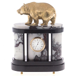 Часы настольные бронзовые с декором в виде медведя Bear Stone Clock варинант исполнения - 1 | Loft Concept в Барнауле