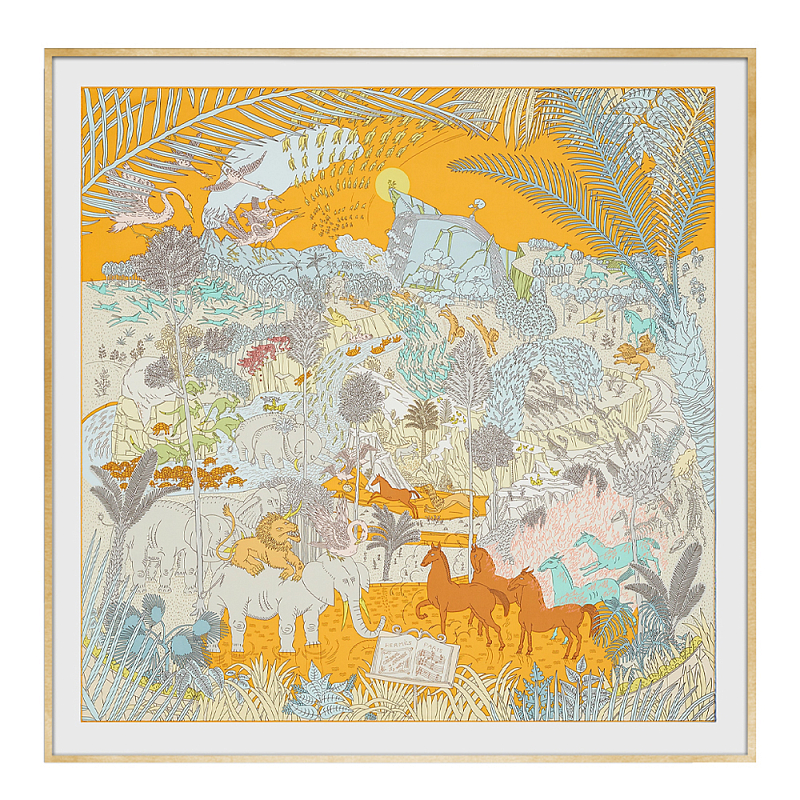 Картина Hermes Le Carnaval des Animaux Orange Мульти Золотой Картина Hermes Le Carnaval des Animaux Orange Мульти Золотой в Барнауле | Loft Concept