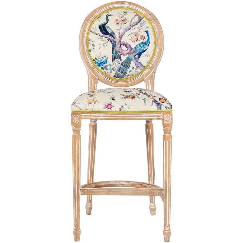 Барный стул из массива бука с изображением птиц и цветов Beige Green Chinoiserie Garden Chair Мульти Бежевый Салатовый Барный стул из массива бука с изображением птиц и цветов Beige Green Chinoiserie Garden Chair Мульти Бежевый Салатовый в Барнауле | Loft Concept