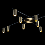 Потолочный светильник с 10-ю цилиндрическими плафонами цвета латунь TRIBES CHANDELIER варинант исполнения - 4 | Loft Concept в Барнауле