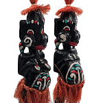 Комплект из 2-х деревянных статуэток Asmat Red Straw Headdress Statuettes варинант исполнения - 3 | Loft Concept в Барнауле