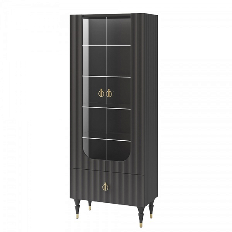 Витрина двухдверная с ящиком Antique Order Графит Золотой в Барнауле | Loft Concept 