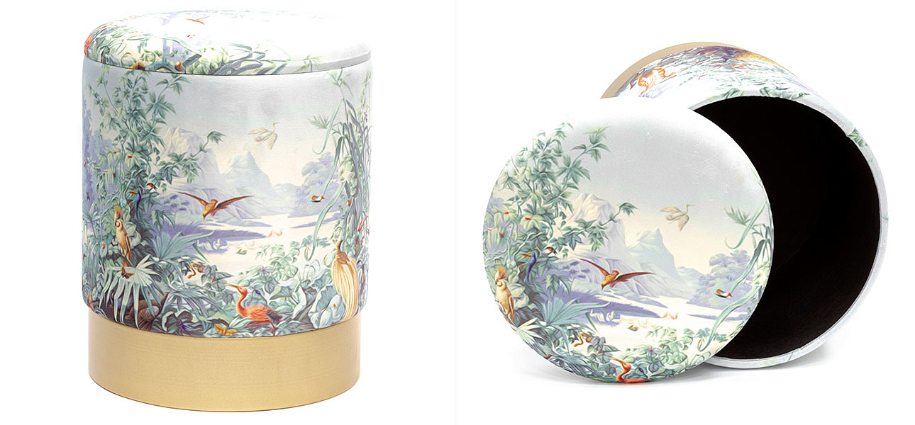 Пуф PUF Jungle Print с крышкой Adrian Пуф PUF Jungle Print с крышкой Adrian - Loft-Concept в Барнауле