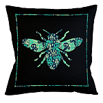 Подушка декоративная пчела с бирюзовым узором Ikat Pattern варинант исполнения - 1 | Loft Concept в Барнауле