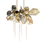 Люстра подвесная с 18-ю стеклянными плафонами с вертикальными подвесками Gilded Mirage  варинант исполнения - 1 | Loft Concept в Барнауле