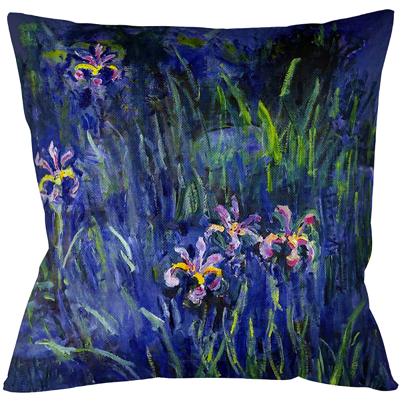 Подушка декоративная Ирисы Impressionism in Art Мульти Бежевый в Барнауле | Loft Concept 