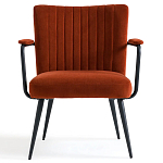 Кресло бархатное с подлокотниками на металлическом каркасе Oriel Retro Armchair варинант исполнения - 2 | Loft Concept в Барнауле