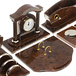 Настольный письменный набор с часами из природного камня обсидиана Competent Leader варинант исполнения - 4 | Loft Concept в Барнауле