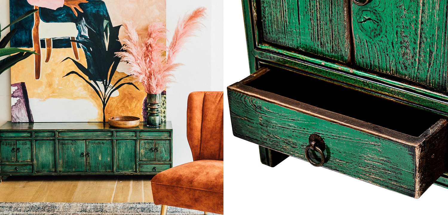 Комод длинный в винтажном стиле Holden Loft Chest of Drawers Green Комод длинный в винтажном стиле Holden Loft Chest of Drawers Green - Loft-Concept в Барнауле