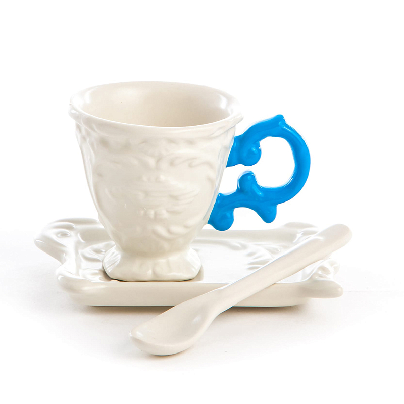 Кофейная пара Seletti I-Coffee Blue Белый Голубой Кофейная пара Seletti I-Coffee Blue Белый Голубой в Барнауле | Loft Concept