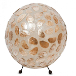 Настольная лампа из перламутра на металлическом каркасе Indonesian Circle варинант исполнения - 1 | Loft Concept в Барнауле