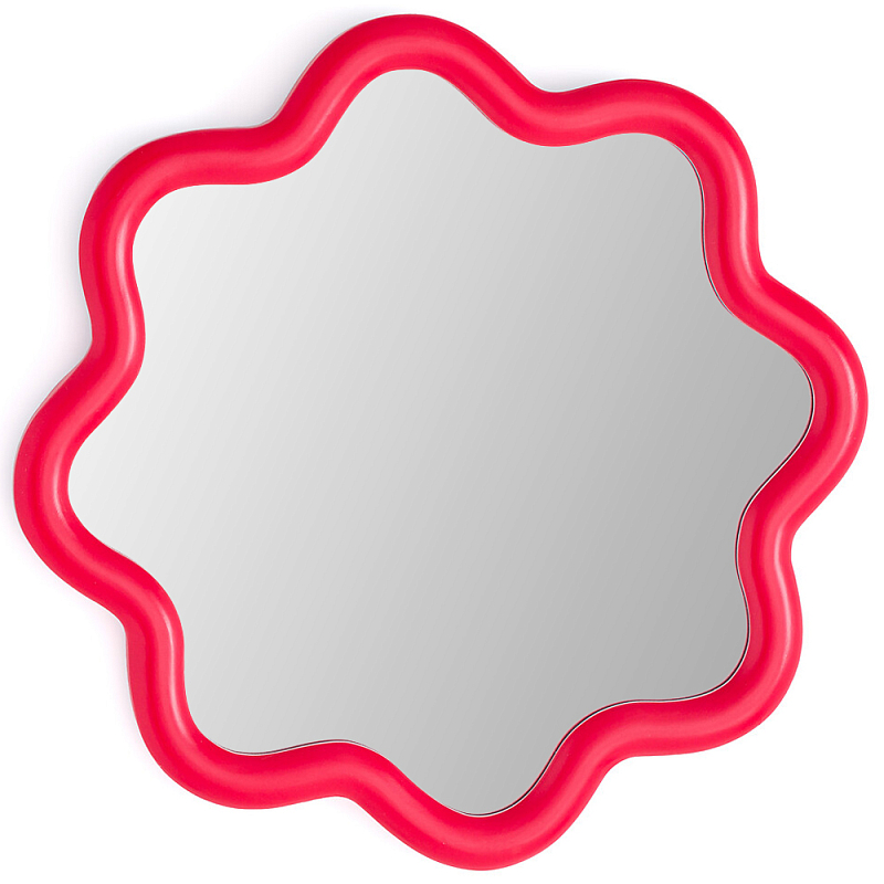 Настенное зеркало с волнистой рамой Mune Mirror Red Красный Настенное зеркало с волнистой рамой Mune Mirror Red Красный в Барнауле | Loft Concept