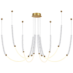 Люстра подвесная с 6-ю изогнутыми плафонами и белыми декоративными шариками PEARLS Suspension варинант исполнения - 4 | Loft Concept в Барнауле
