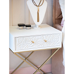 Приставной столик с выдвижным ящиком  White Table Carved Pattern варинант исполнения - 7 | Loft Concept в Барнауле