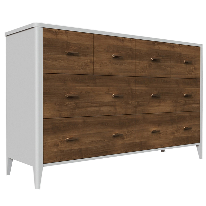 Комод из массива бука с 8-ю ящиками Tasteful Furniture Слоновая кость  Серый Коричневый в Барнауле | Loft Concept 