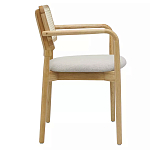 Стул обеденный с мягким сиденьем и спинкой из плетеного ротанга Wood and Textile Chair варинант исполнения - 2 | Loft Concept в Барнауле