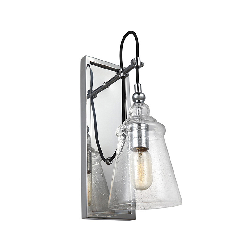 Бра с плафоном в форме колокола из прозрачного стекла с пузырьками Feiss Хром Прозрачное Стекло в Барнауле | Loft Concept 