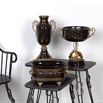 Ваза черного цвета из фарфора с золотистым узором и бронзовыми элементами Eden Garden porcelain and bronze варинант исполнения - 5 | Loft Concept в Барнауле