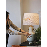 Настольная лампа с принтом на белом тканевом абажуре Roof Garden Lamp варинант исполнения - 5 | Loft Concept в Барнауле