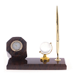 Настольный письменный набор с глобусом и ручкой из натурального обсидиана World Globe варинант исполнения - 1 | Loft Concept в Барнауле