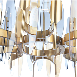 Люстра с вертикальными стеклянными элементами и металлическим каркасом цвета Латунь Vertical Glass варинант исполнения - 4 | Loft Concept в Барнауле