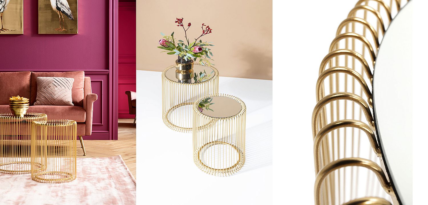 Комплект приставных столов Mirror Surface Brass Tables Комплект приставных столов Mirror Surface Brass Tables - Loft-Concept в Барнауле