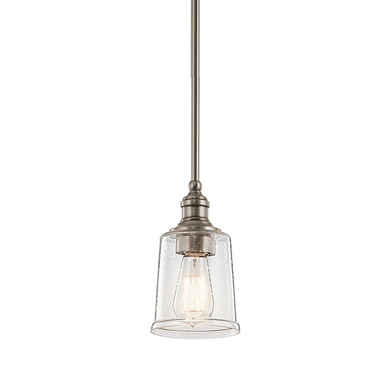 Подвесной светильник со стеклянным плафоном в форме колокола с эффектом пузырьков Kichler Олово Латунь Прозрачное Стекло в Барнауле | Loft Concept 