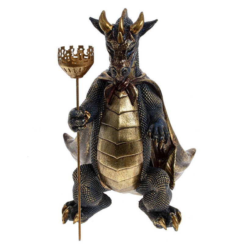 Подсвечник в виде дракона Dragon candlestick Brown Gold Коричневый Золотой Темно-синий Подсвечник в виде дракона Dragon candlestick Brown Gold Коричневый Золотой Темно-синий в Барнауле | Loft Concept