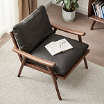 Кресло c каркасом из массива дерева и мягкой кожаной обивкой Walnut Armchair варинант исполнения - 2 | Loft Concept в Барнауле