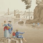 Обои ручная роспись Views of Italy Azure on Sepia варинант исполнения - 2 | Loft Concept в Барнауле