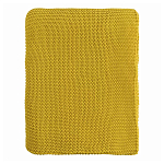 Плед из хлопка жемчужной вязки горчичного цвета Waffle Comfort варинант исполнения - 4 | Loft Concept в Барнауле