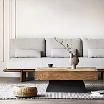 Дизайнерский журнальный стол квадратный с черным трапециевидным основанием Wokab варинант исполнения - 1 | Loft Concept в Барнауле