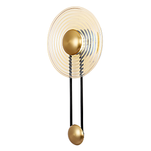 Бра с круглым рифленым плафоном янтарного цвета Savio Glass Disc Light